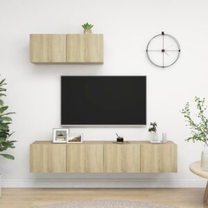 POOD24 Тумбы под ТВ 3 шт, дуб Сонома, ДСП
