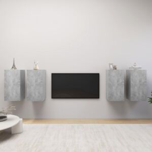 POOD24 Тумбы под ТВ 4 шт, серый бетон, 30,5 x 30 x 60 см, ДСП