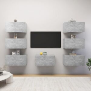 Pood24 Тумбы под ТВ 7 шт, серый бетон, 30,5 x 30 x 60 см, ДСП