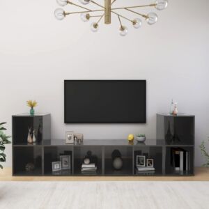 POOD24 Тумбы под ТВ 4 шт., Глянцевый серый, ДСП 72x35x36,5 см