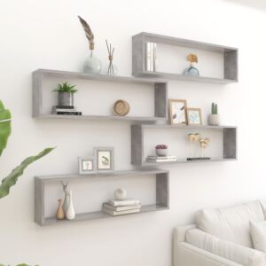 POOD24 настенные полки кубической формы, 4 шт., Серый бетон, 100x15x30 см