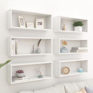 POOD24 настенные полки кубической формы 6 шт, белые, 60x15x23 см
