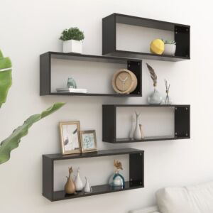 POOD24 настенные полки кубической формы 4 шт, черные, 60x15x23 см