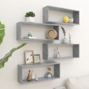 POOD24 настенные полки кубической формы, 4 шт., Серый бетон, 60x15x23 см