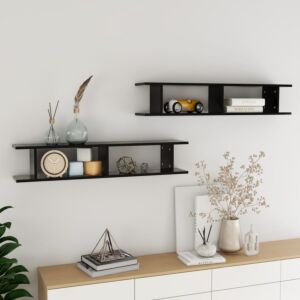 Pood24 seinariiulid 2 tk, must, 105x18x20 cm, puitlaastplaat