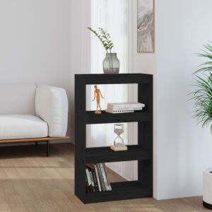 Pood24 книжная полка/перегородка, черный 60 x 30 x 103,5 см массив сосны