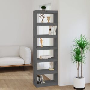 Pood24 книжная полка/перегородка, серый 60 x 30 x 199,5 см массив сосны