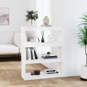 Книжная полка/разделитель Pood24, белый, 80x30x103,5 см, массив сосны