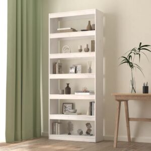 Книжная полка/разделитель комнаты Pood24, белый, 80x30x199,5 см, массив сосны