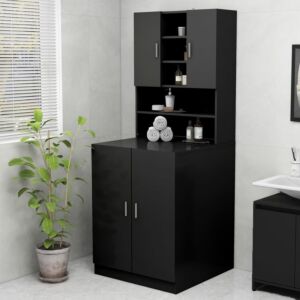 POOD24 Шкаф для стиральной машины, черный, 70,5 x 25,5 x 90 см