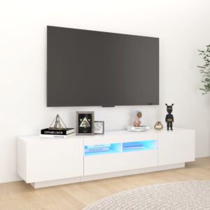POOD24 тумба под телевизор со светодиодной подсветкой, белый, 180 x 35 x 40 см