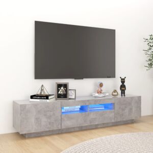 POOD24 тумба под ТВ со светодиодной подсветкой, серый бетон, 180 x 35 x 40 см