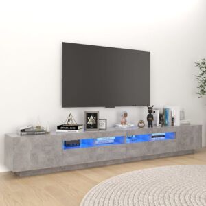 POOD24 Тумба под ТВ со светодиодной подсветкой, серый бетон, 260 x 35 x 40 см