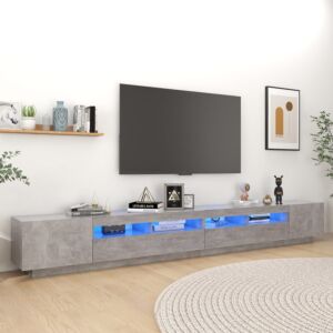 POOD24 Тумба под ТВ со светодиодной подсветкой, серый бетон, 300 x 35 x 40 см