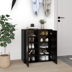 POOD24 Тумбы для обуви 2 шт, черные, 32 x 35 x 70 см, ДСП