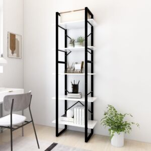 POOD24 5-этажная книжная полка, белая, 60x30x175 см, ДСП