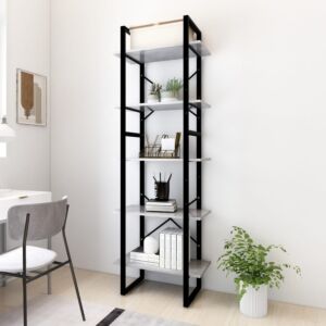 POOD24 5-этажная книжная полка, бетонный зал, 60x30x175 см