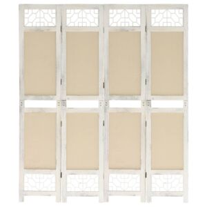 338559 Pood24 4-Panel Room Divider Cream 140x165 cm Fabric