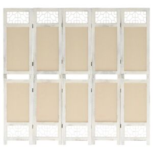 Pood24 5 paneeliga sirm, kreemjasvalge, 175 x 165, kangas