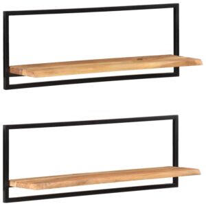 Полки Pood24 настенные 2 шт, 100x24x35 см, прочная древесина акации