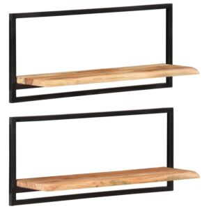 Полки Pood24 настенные 2 шт, 80x25x35 см, прочная древесина акации
