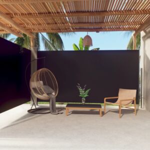 Pood24 lahtitõmmatav külgsein must 200 x 600 cm