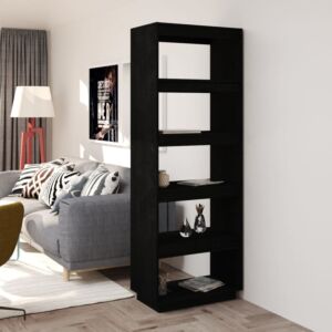POOD24 книжный шкаф/перегородка, черный, 60x35x167 см, массив сосны