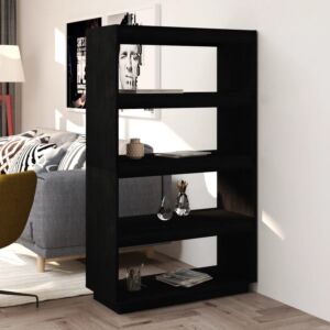POOD24 книжный шкаф/перегородка, черный, 80x35x135 см, массив сосны