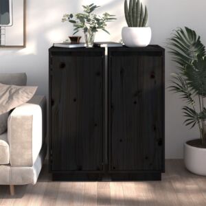 POOD24 Серванты 2 шт, черные, 31,5x34x75 см, прочная сосна
