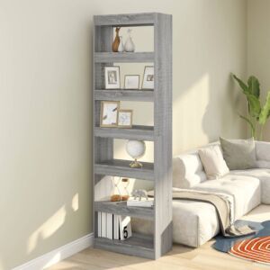 Книжная полка/разделитель комнаты Pood24, Сонома серая, 60x30x198 см