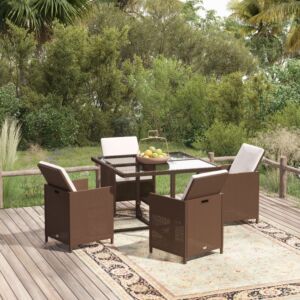Pood24 5-osaline aiamööbli komplekt patjadega, polürotang, pruun