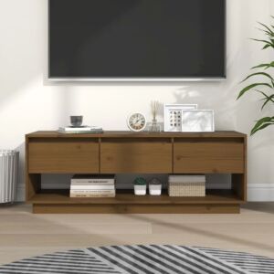 Pood24 Тумба под ТВ, медово-коричневый, 110,5 x 34 x 40 см, дерево сосна