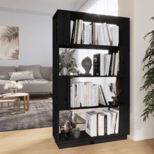 Книжная полка/разделитель Pood24, черный, 80x25x132 см, массив сосны