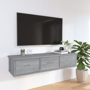 Стеллаж Pood24, дуб сонома серый, 88x26x18,5см, искусственное дерево