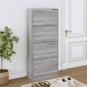 Тумба для обуви Pood24, дуб Сонома серый, 63 x 24 x 147 см, искусственное дерево