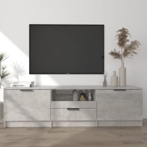 Тумба под ТВ Pood24, серый бетон, 140x35x40 см, искусственное дерево