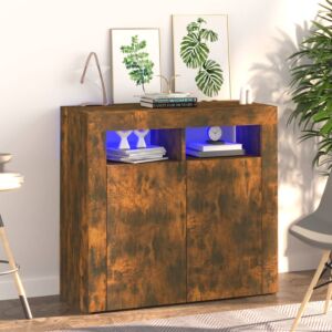 Комод Pood24 со светодиодной подсветкой, копченый дуб, 80 x 35 x 75 см