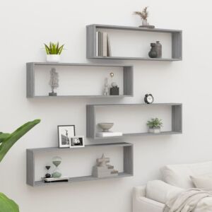 Pood24 настенные полки-кубы 4, дуб Сонома серый, 100x15x30 см, искусственная древесина