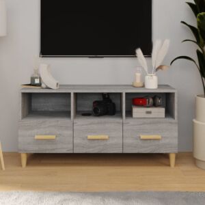 Тумба под ТВ Pood24, дуб Сонома серый, 102x36x50 см, искусственное дерево