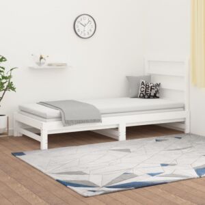 Pood24 väljatõmmatav päevavoodi, valge, 2 x (90x200) cm, männipuit