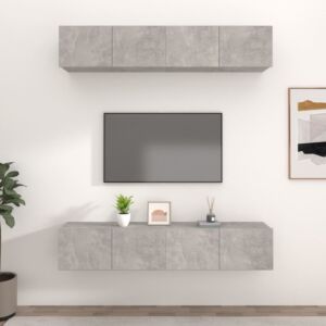 Тумба под ТВ Pood24 4 шт, серый бетон, 80 x 30 x 30 см, искусственное дерево