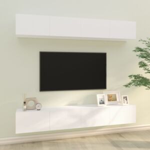 Pood24 Настенные тумбы под ТВ 4 шт, белые, 100 x 30 x 30 см