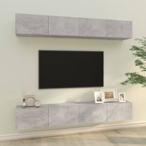 Pood24 Настенные тумбы под ТВ 4 шт, серый бетон, 100 x 30 x 30 см