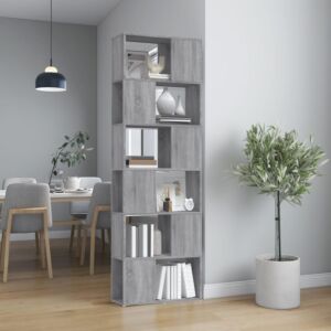Книжный шкаф/разделитель комнаты Pood24, дуб Сонома серый, 60 x 24 x 186 см