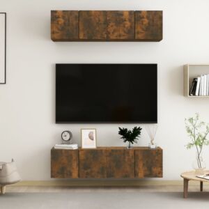 Pood24 Тумба под ТВ 4 шт, дуб дымчатый, 60x30x30 см, искусственное дерево