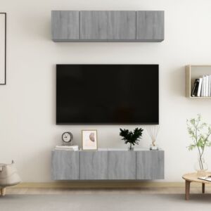 Тумба под ТВ Pood24 4 шт, Сонома серая, 60х30х30 см, искусственное дерево