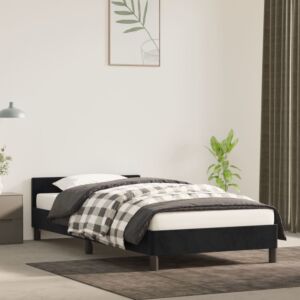 Pood24 voodiraam peatsiga, must, 90x190 cm, samet