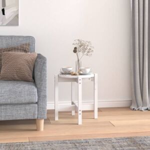 Pood24 kohvilaud, valge, Ø 42,5 x 45 cm, männipuit