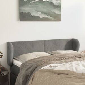 Pood24 voodipeats servadega, helehall, 147x23x78/88 cm, samet