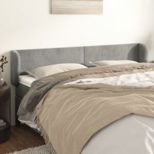 Pood24 voodipeats servadega, helehall, 203x23x78/88 cm, samet